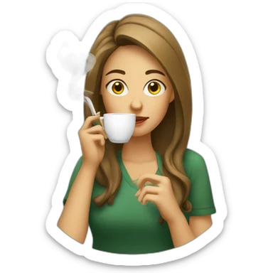 A girl smoking a sigaret and having coffee sticker