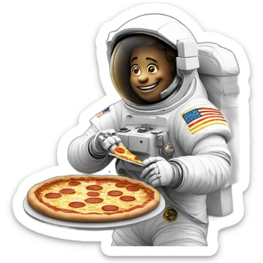 Astronaut eating pizza on the moon sticker