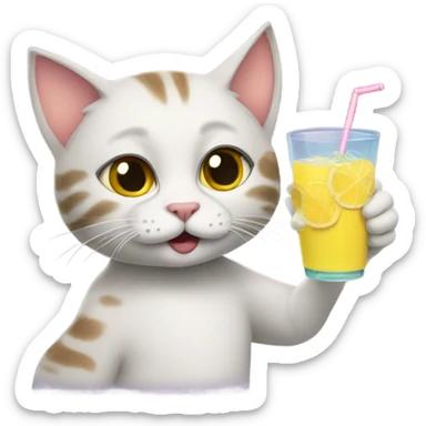 Cat drinking lemonade  sticker