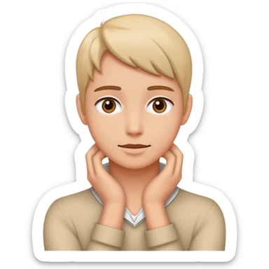 A person with their hands around their neck sticker