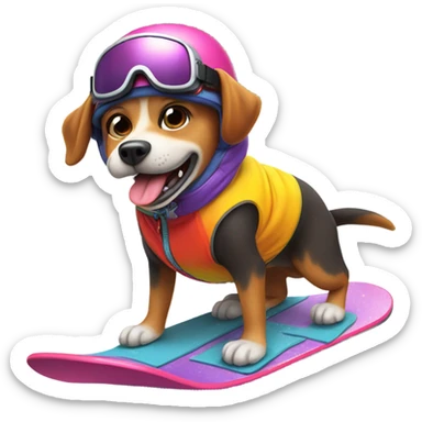 Dog snowboarding  sticker
