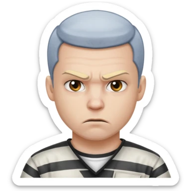 angry blonde tattooed male prisoner with prison BG sticker