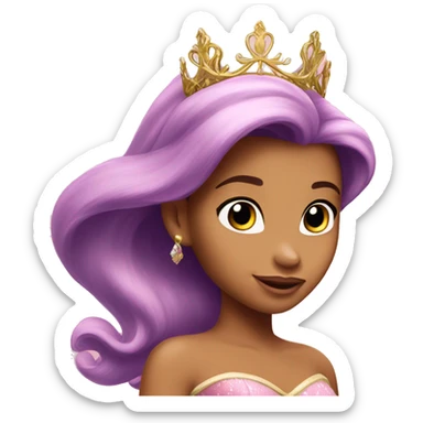 Princess Ariel with gold tiara pink dress   sticker