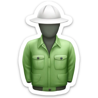 gardener pith helmet jacket white green trees  sticker