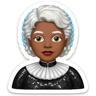 Mary McLeod Bethune with white hair, black sequin outfit  sticker