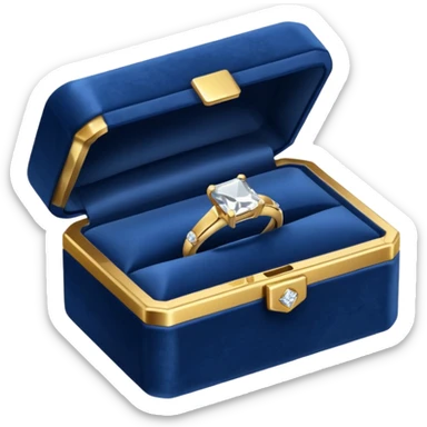 dark blue box with an engagement ring sticker