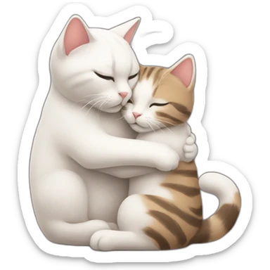 Cat hugging another cat sticker
