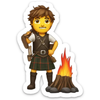 monty starting fires wearing a kilt sticker