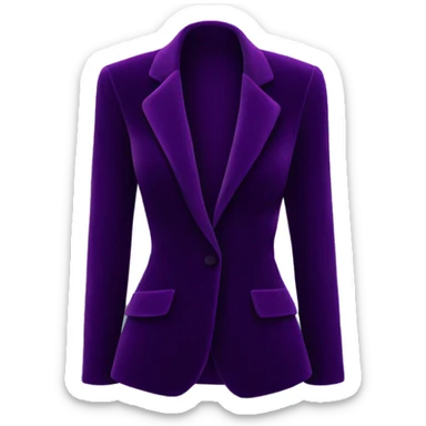 Realistic isolated dark purple velvet feminine fashion blazer. sticker