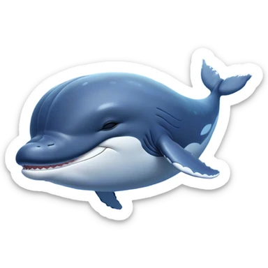 Meme-Worthy Cute Sleeping Humpback Whale Portrait Emoji, Head resting peacefully with a contented smile, showcasing an enormous blue-gray body with gently drifting pectoral fins and eyes softly closed in serene slumber, Simplified yet adorably endearing features, highly detailed, glowing with a soft, drowsy deep-sea light, high shine, relaxed and utterly lovable, stylized with an air of playful oceanic laziness, soft glowing outline, capturing the essence of a sleeping humpback whale that feels destined to become the next viral icon of adorable marine rest! sticker