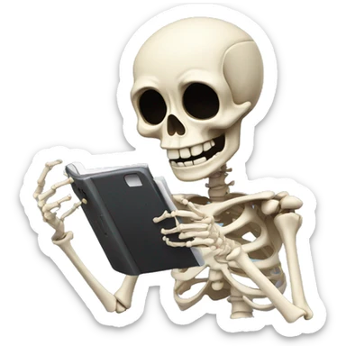 Skeleton reading text message cry laughing  sticker