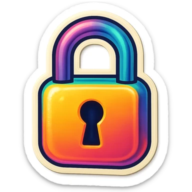 A lock in retro stickers style, with a vintage design and bright colors sticker