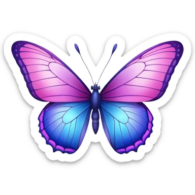 Gradient iridescent Pink indigo violet blue butterfly sticker