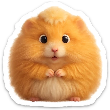 Make the gerbil much fluffier with extra soft fur, keeping the cute round look, no background. sticker