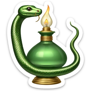 uma lamparina tradicional  com uma cobra em volta  sticker