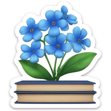 Blue flowers and books sticker