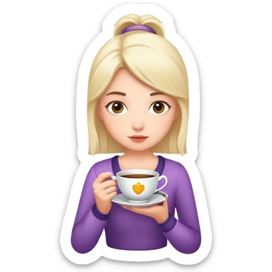 unbothered girl holding a teacup sticker