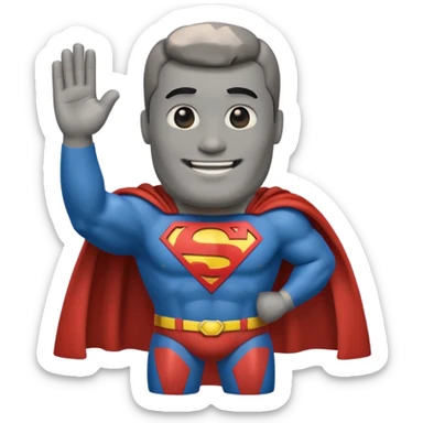 a moai emoji with a superman cape with the original facw sticker