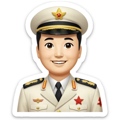 Emoji of General Kim il-sung wearing his white uniform and smiling  sticker