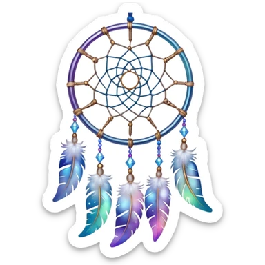 Iridescent shiny transparent crescent nebula Dreamcatcher-suncatcher hanging from a thread sticker