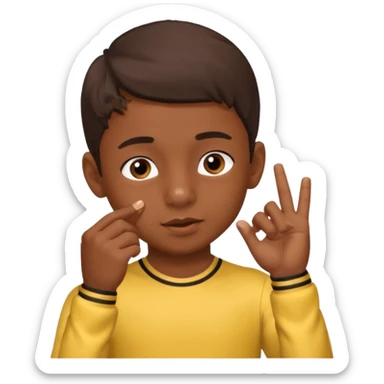 Create an emoji that is a boy at dance who is picking his nose sticker