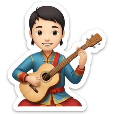 ancient chinese play guitar sticker