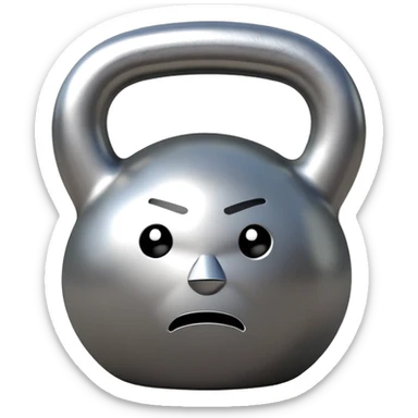 kettlebell looking down with a sad expression sticker