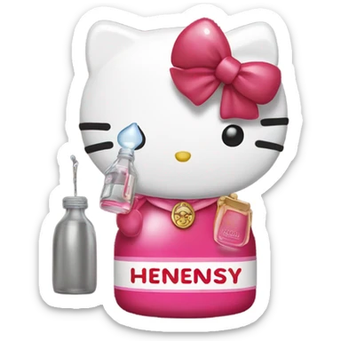 Hello kitty crying with tears holding Hennessy😭  sticker