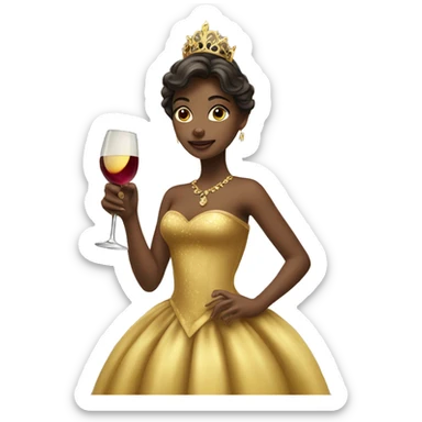 beautiful princess in a golden dress drinking wine sticker