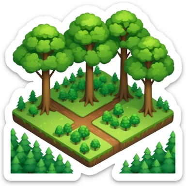 Isometric view, forest, scattered trees sticker