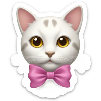 A cat wearing a bow sticker
