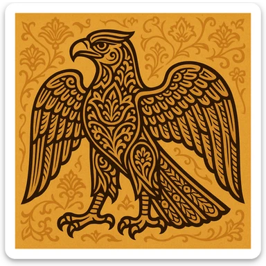 stylized eagle of Persia with Persian patterns, bold lines, proud expression sticker