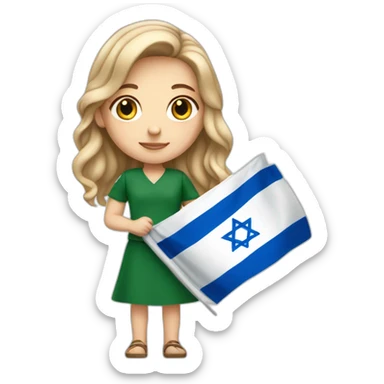 White girl holding Israel flag sticker