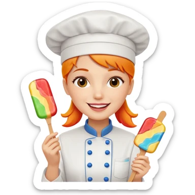 Female Chef holding popsicle happily sticker