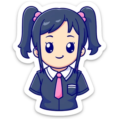 Cute anime girl with pink twin tails and school uniform sticker