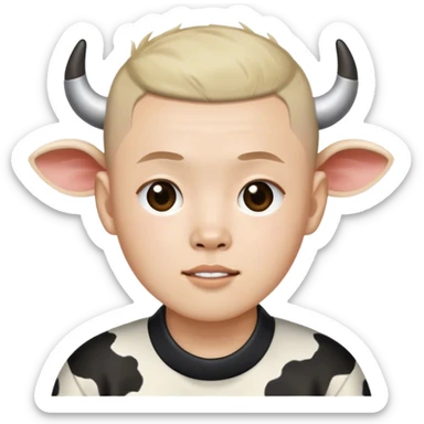 Hwang Hyunjin with a cow print buzzcut sticker