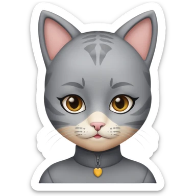 little kid with cat face paint and grey cat suit sticker