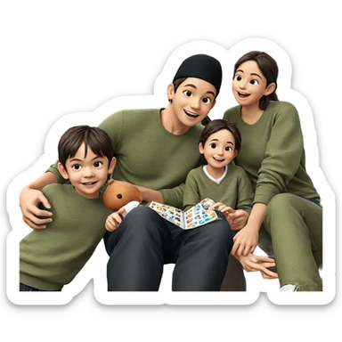 happy family moment outdoors sticker
