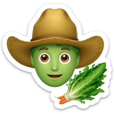green vegetable with a top cowboy hat sticker