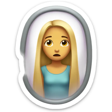sad girl looking in the mirror sticker