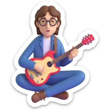 John Lennon eating a guitar sticker