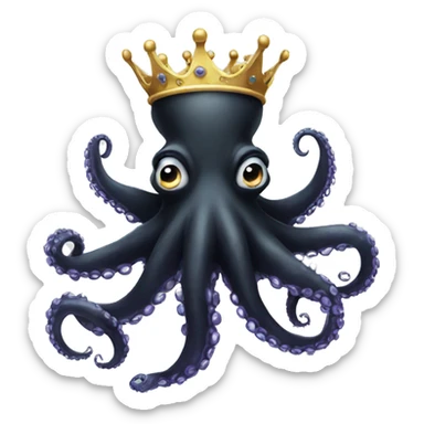 Black Octopus with crown sticker