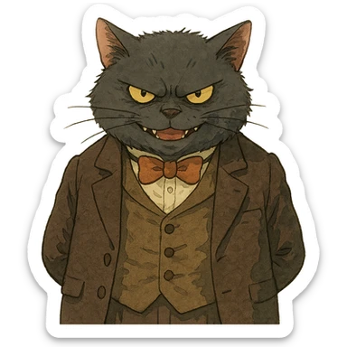 evil British cat sticker