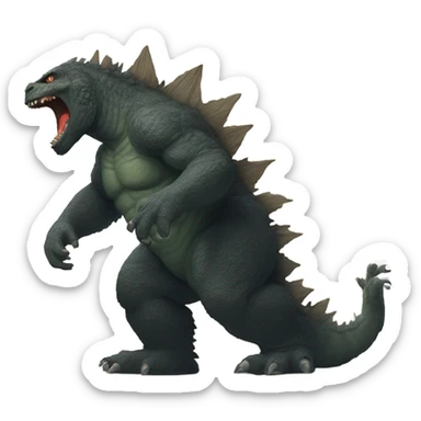 Godzilla fighting Bigfoot  sticker