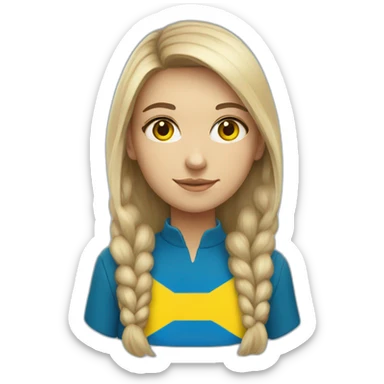 A Ukrainian student wearing the color of the Ukrainian flag sticker