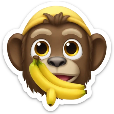 Monkey poopmoji pizza banana sticker