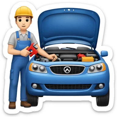 mechanic fixing car sticker