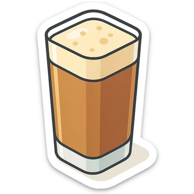 tall glass of coffee, isometric view, 2D isometric style, detailed drawing, detailed shadows and highlights, clean contours, soft lighting, transparent background sticker