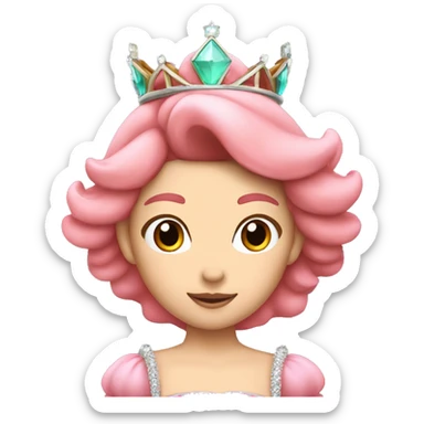 princess peach with tiara and dark long hair sticker