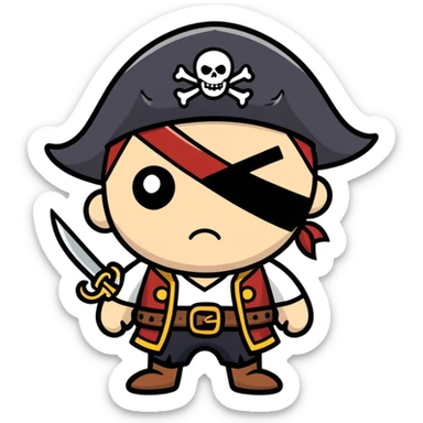 blue eyed pirate with a scar over one eye sticker